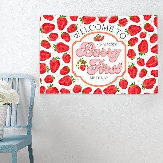 Berry First Strawberry Willkommen Geburtstagsbanne Banner