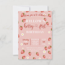 Berry First Strawberry zum Geburtstag Einladungen