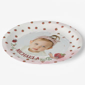 Berry First Strawebery Custom Foto Pappteller (Schrägansicht)