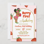 Berry First Summer First Birthday Strawberry Einladung (Vorderseite)