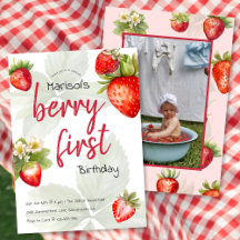 Berry First Watercolor Strawberry 1. Geburtstag