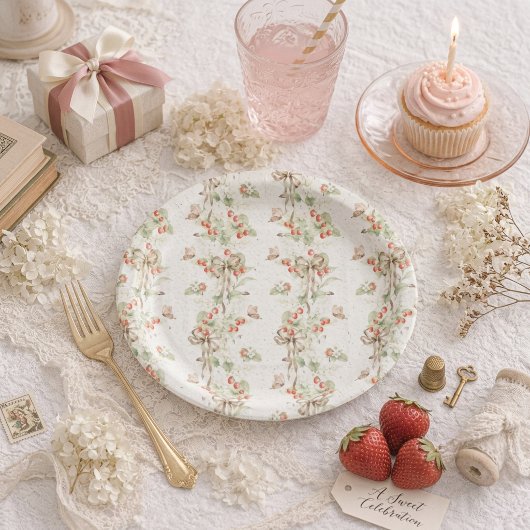 Berry Floral Butterfly First Birthday Pappteller