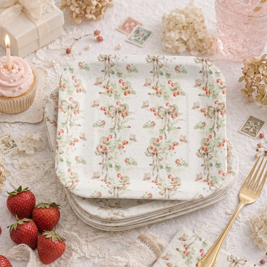 Berry Floral Pattern First Birthday Pappteller
