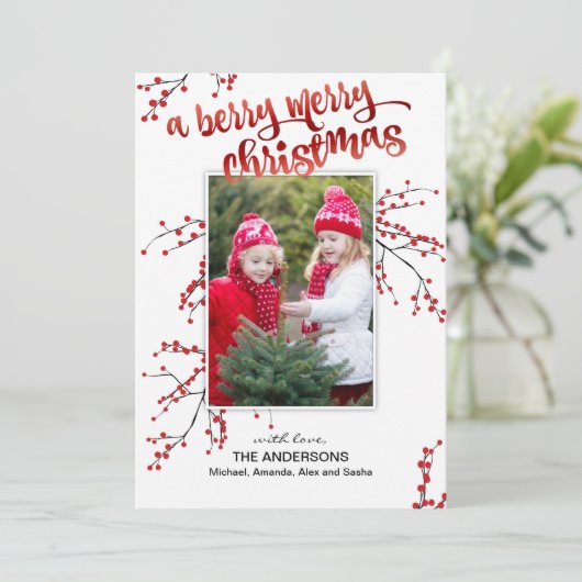 Berry Frohe Weihnachten mit Ihrem Foto (Stehend Vorderseite)