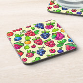 Berry Fruit Muster Design Getränkeuntersetzer (Linke Seite)