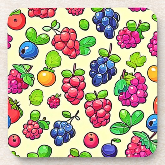 Berry Fruit Muster Design Getränkeuntersetzer (Vorderseite)