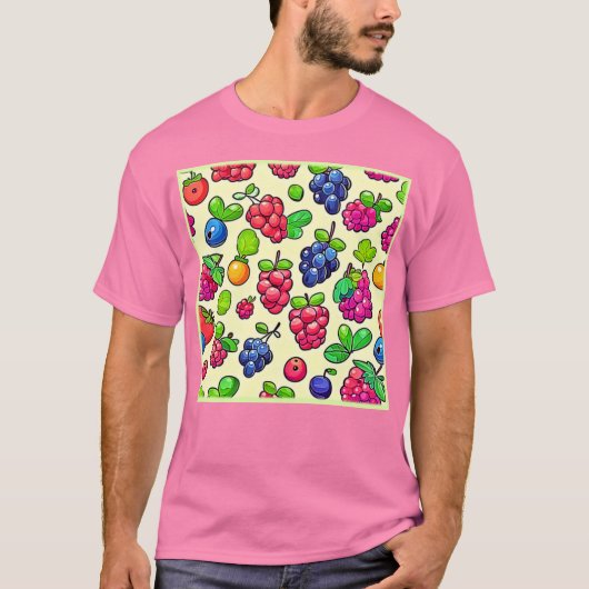 Berry Fruit Muster Design T-Shirt (Vorderseite)