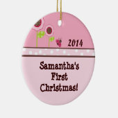 Berry Garden Ladybug Personalisierter Name Keramik Ornament (Rechts)