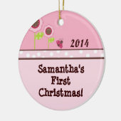 Berry Garden Ladybug Personalisierter Name Keramik Ornament (Links)