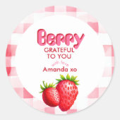 Berry Grateful Bride Stamm Strawberry Picnic Danke Runder Aufkleber (Vorderseite)