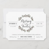 Berry Green Laurel Vintage Wedding Einladung (Vorderseite)