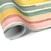 Berry Green Orange Pink Fruity Stripes Birthday Geschenkpapier (Rolleneckpunkt)