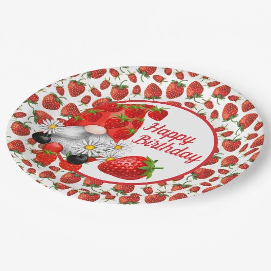 Berry Happy Gnome Paper Plate Pappteller (Schrägansicht)