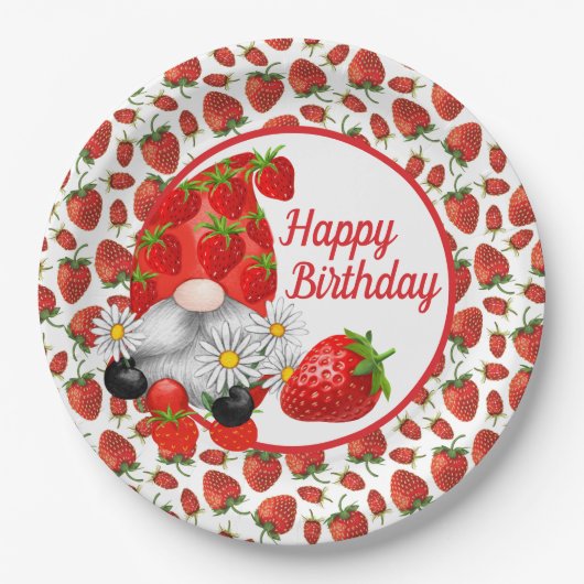 Berry Happy Gnome Paper Plate Pappteller (Vorderseite)