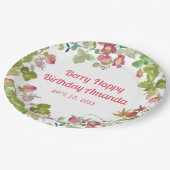 Berry Happy Strawberry Birthday Pappteller (Schrägansicht)