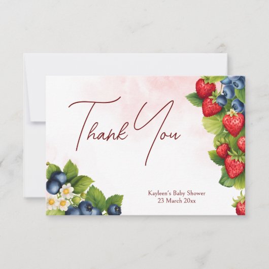Berry, Heidelbeere, Erdbeerbaby Dusche Dankeskarte (Vorderseite)