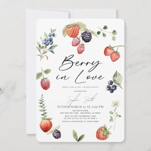 Berry in Liebe Berries Brautparty Einladung (Vorderseite)