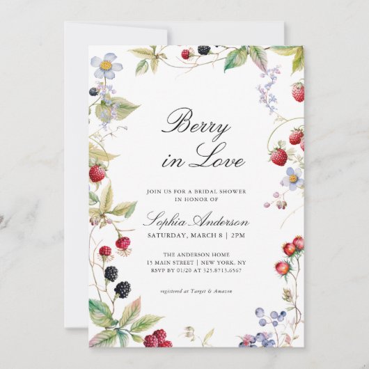 Berry in Liebe Brautparty Elegante Einladung (Vorderseite)