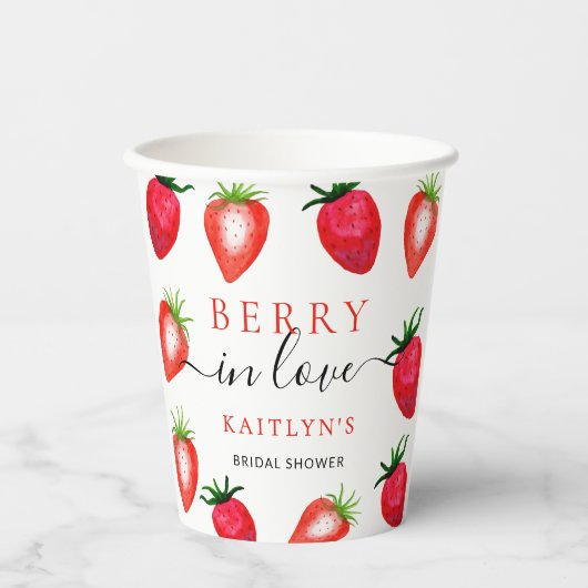 Berry in Liebe Erdbeere Brautparty Pappbecher (Vorderseite)