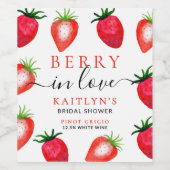 Berry in Liebe Erdbeere Brautparty Weinetikett (Einzelnes Label)