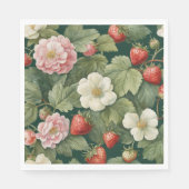 'Berry in Liebe' Erdbeere und Blumen Serviette (Vorderseite)