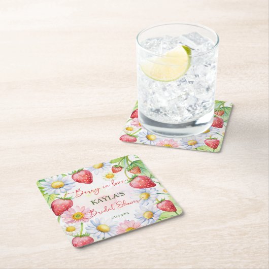 Berry in Liebe Erdbeeren Brautparty bevorzugt Rechteckiger Pappuntersetzer (Vor Ort)