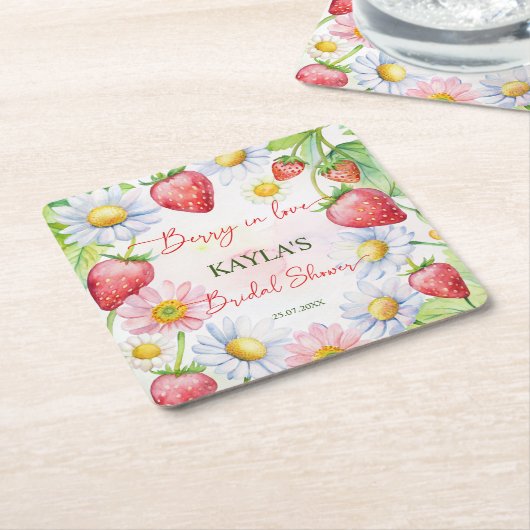 Berry in Liebe Erdbeeren Brautparty bevorzugt Rechteckiger Pappuntersetzer (angewinkelt)