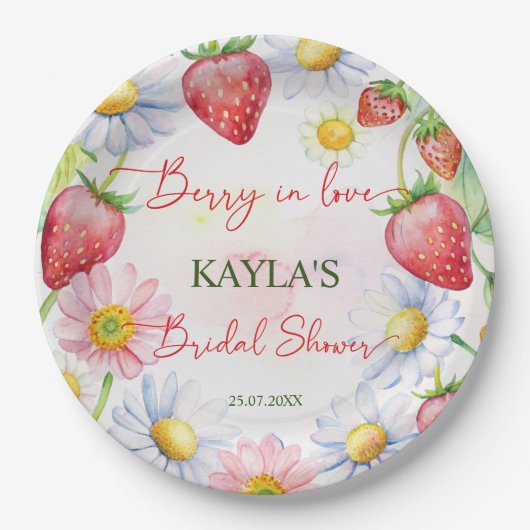 Berry in Liebe Erdbeeren Brautparty gedruckt Pappteller (Vorderseite)