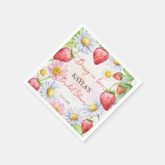Berry in Liebe Erdbeeren Brautparty gedruckt Serviette (Ecke)