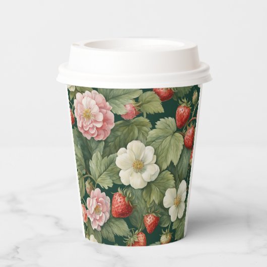 "Berry in Liebe" Floral- und Strawberry Paper Cup Pappbecher (Rückseite)