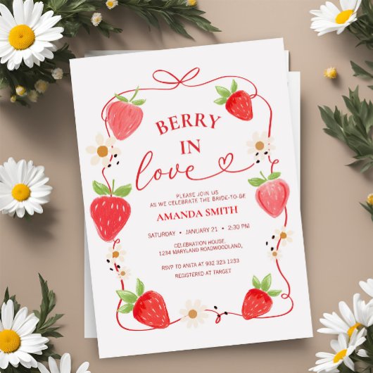 Berry in Liebe Red Bow Bridal Dusche Einladung