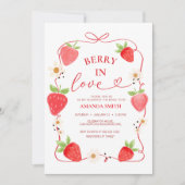 Berry in Liebe Red Bow Bridal Dusche Einladung (Vorderseite)