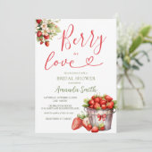 Berry in Liebe Strawberry Brautdusche Einladung (Stehend Vorderseite)