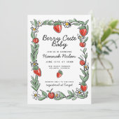 Berry in Liebe Strawberry Cherry Babydusche Einladung (Stehend Vorderseite)