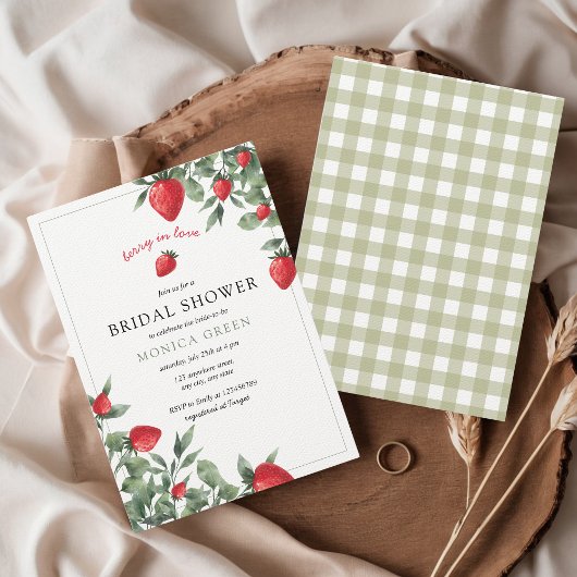 Berry in Liebe Strawberry Gingham Brautparty Einladung