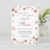 Berry in Love Bridal Shower Invitation: Editable Einladung (Stehend Vorderseite)