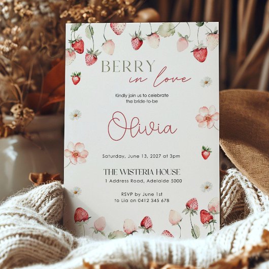 Berry in Love Bridal Shower Invitation: Editable Einladung