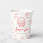 Berry in Love Hand-drawn Strawberry Bridal Shower Pappbecher (Rückseite)