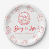 Berry in Love Hand-drawn Strawberry Bridal Shower Pappteller (Vorderseite)