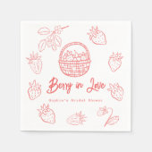 Berry in Love Hand-drawn Strawberry Bridal Shower Serviette (Vorderseite)