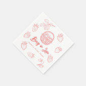 Berry in Love Hand-drawn Strawberry Bridal Shower Serviette (Ecke)