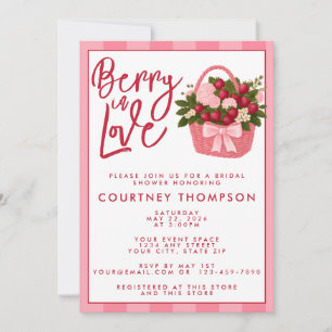 Berry In Love Rosa und Rote Erdbeeren Junggesellin Einladung