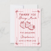 Berry In Love Strawberry Pink Bridal Shower Flat Dankeskarte (Vorderseite)