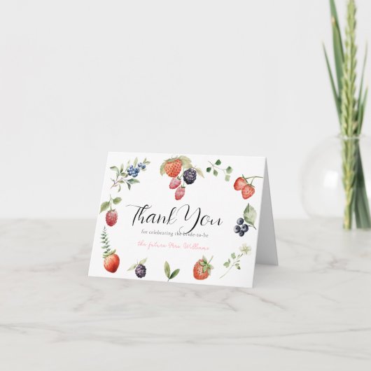 Berry in Love Watercolor Berries Bridal Shower Dankeskarte (Vorderseite)