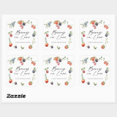 Berry in Love Watercolor Berries Bridal Shower Quadratischer Aufkleber (Blatt)