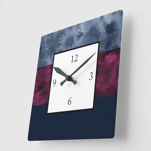 Berry Indigo Block Stripes Quadratische Wanduhr (Winkel)