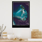 Berry Islands Bahamas from Space Satellite Map Poster (Küche)
