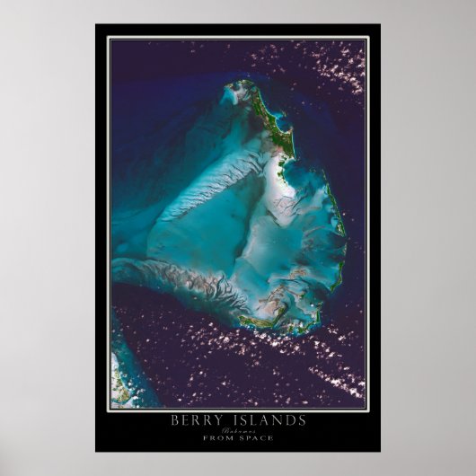 Berry Islands Bahamas from Space Satellite Map Poster (Vorne)