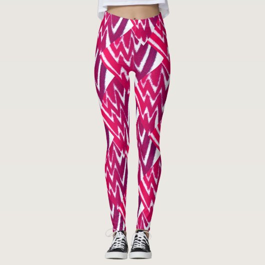 Berry Lightning Abstrakte Fuzzy Bolts Leggings (Vorderseite)