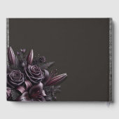 Berry Lila & Black Lily Rose Floral Wedding Gästebuch (Rückseite)